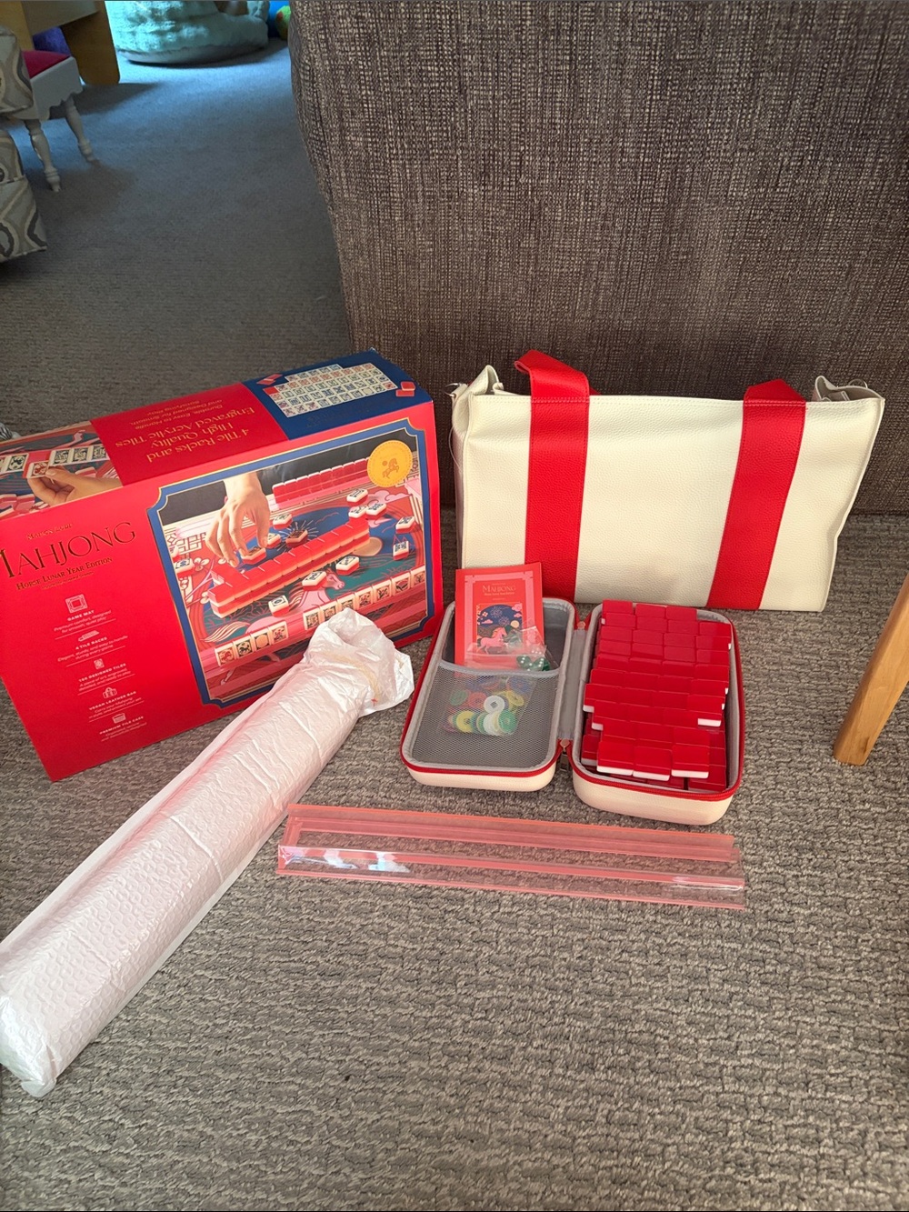 Mahjong Set includes racks, tile case, tote and Maison Lude Acrylic tiles - Picture 6 of 8
